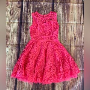 Amy Byer Girl's Sleeveless Side Zip Floral Lace Pink Lined Dress Size: 8